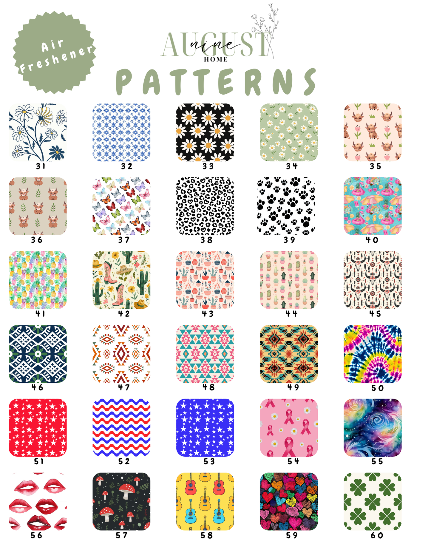 🚗Custom Unscented Air Fresheners🌸