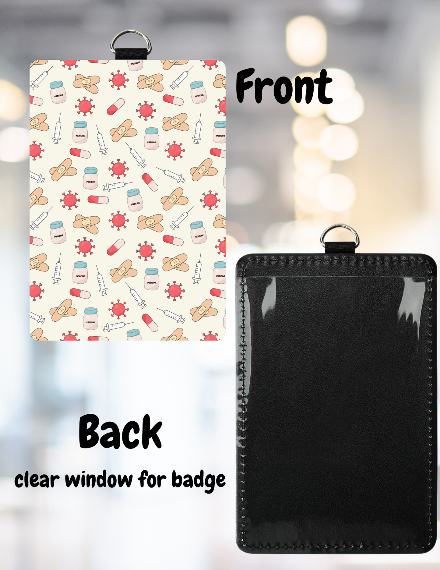 🪪 Badge Holder + Black Lanyard 🖤