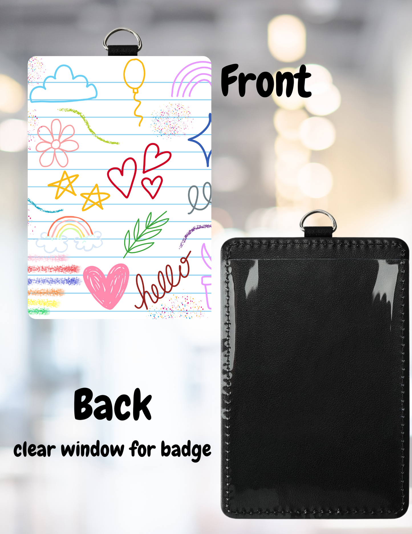 🪪 Badge Holder + Black Lanyard 🖤