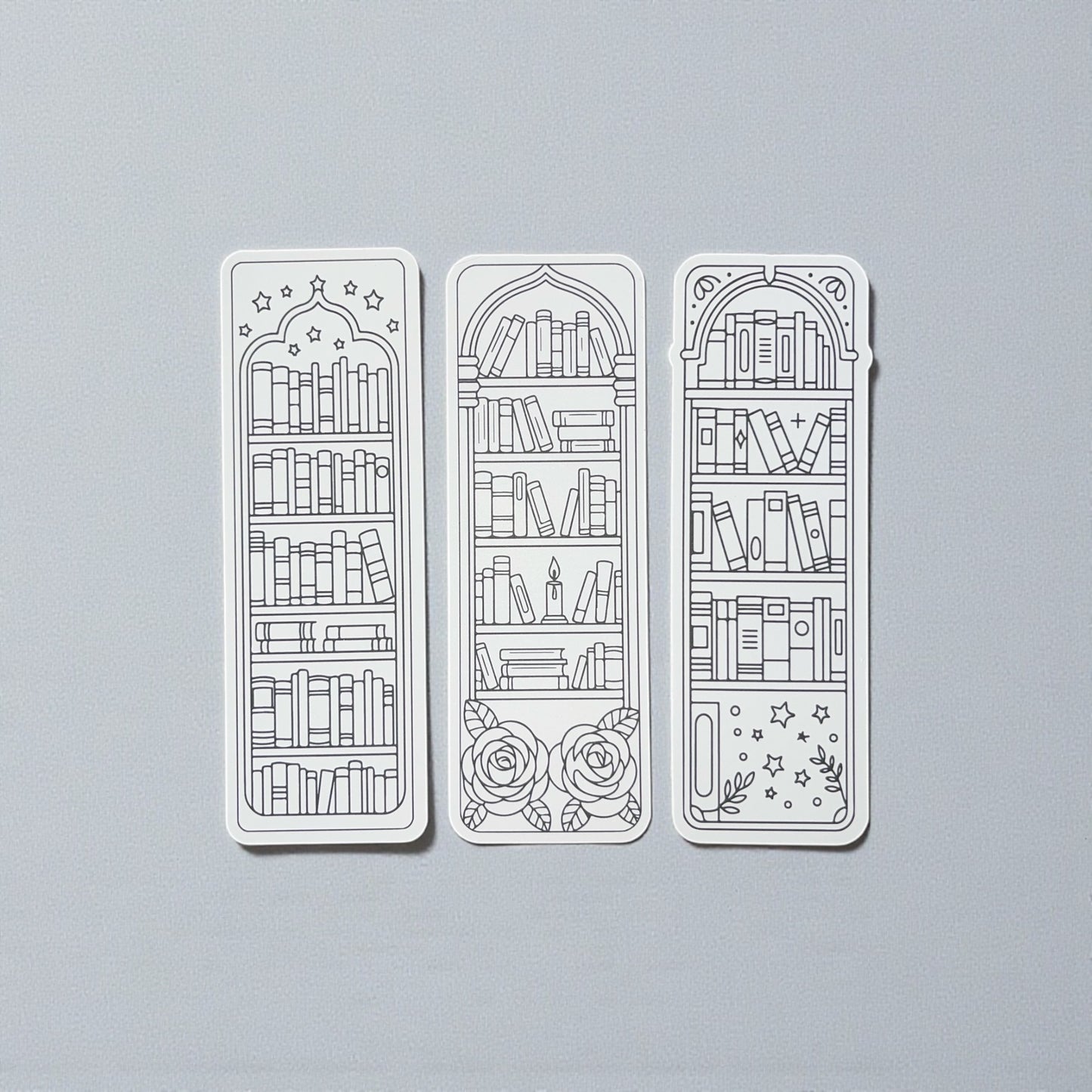 Color-Me Cozy Bookshelf Bookmarks | Color-Your-Own Bookmark Set (Pack of 3)